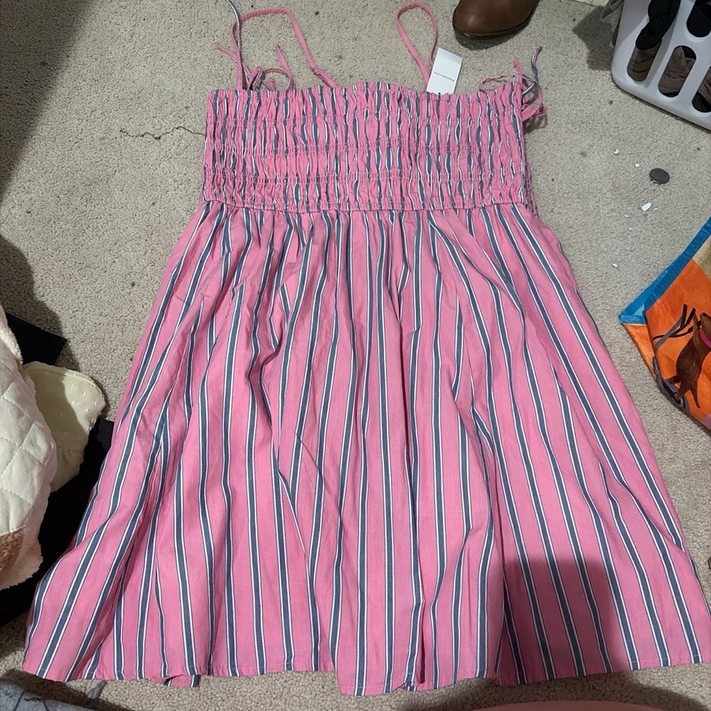 Abercrombie & Fitch Pink and Blue Striped Mini Dress